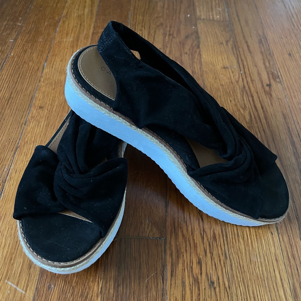 black suede sandals